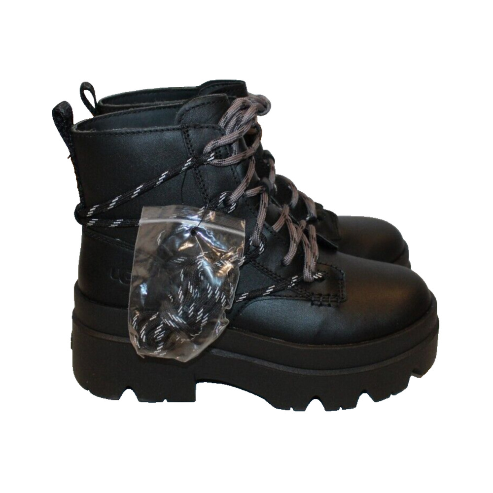 UGG WOMEN'S BRISBANE SUEDE LACE‎ UP PLATFORM WATERPROOF BOOTS BLACK NEW - Picture 2 of 10